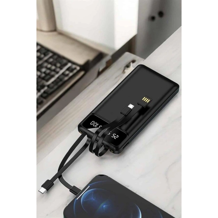 Hubrendy Kargo Powerbank 20.000 Mah Lcd Ekran Usb Lightning Type-c Uyumlu İos Ve Android