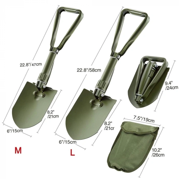 Hubrendy Kargo Profesyonel Portatif Katlanabilir Kürek ( Orta Boy 59 Cm )