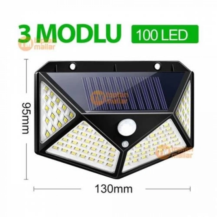 Hubrendy Kargo Projektör 100 Ledli Işık Sensörlü Güneş Enerjili Solar Lamba