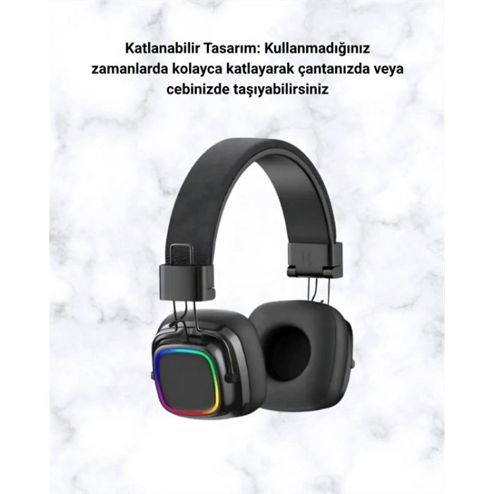 Hubrendy Kargo Renkli Işık Efektli Bluetooth 5.3 Müzik Kulaklığı