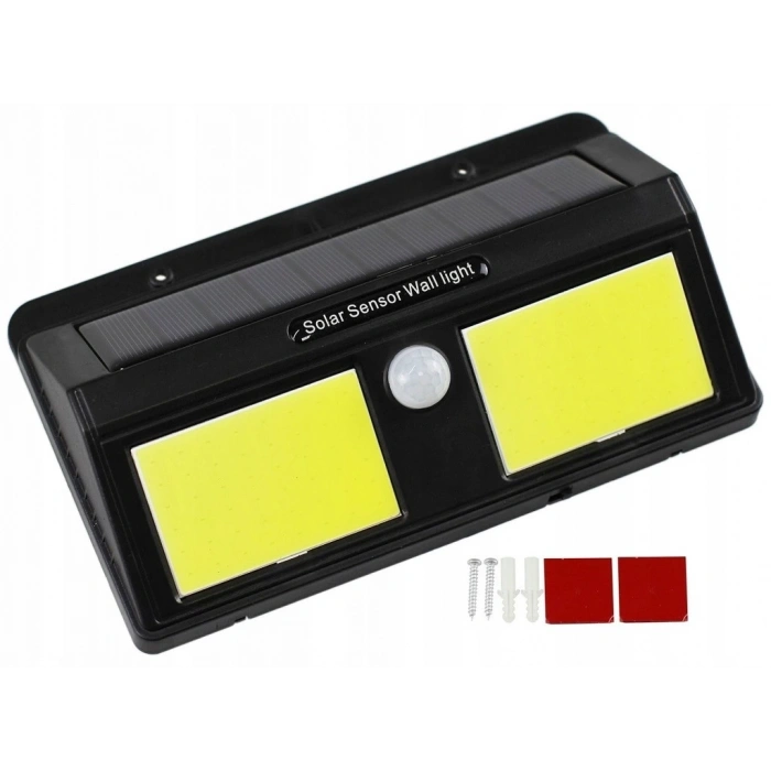 Hubrendy Kargo Solar Güneş Enerjili Sensörlü 96 Cob Led Aplik Duvar Tipi Led Lamba