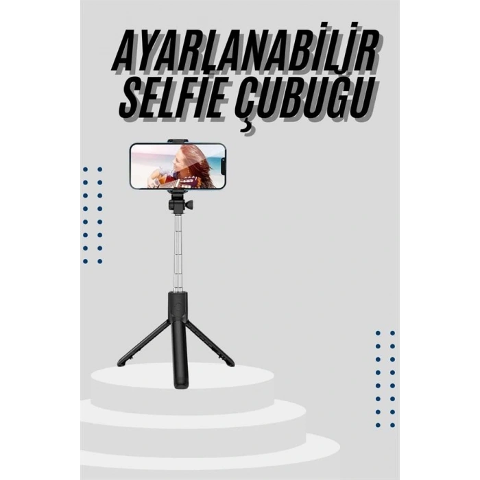 Hubrendy Kargo Tripod Selfie Çubuğu Bluetooth Kumandalı Kablosuz Led Işıklı