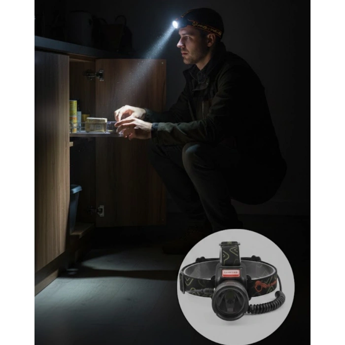Hubrendy Kargo Usb Type C Şarjlı Sensörlü Kafa Lambası Uzun Ömürlü Batarya