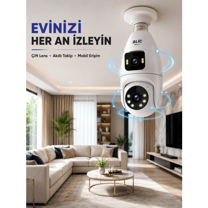 Hubrendy Kargo Wi-fi Ampul Kamera Sistemi Gece Görüşlü Çift Lens
