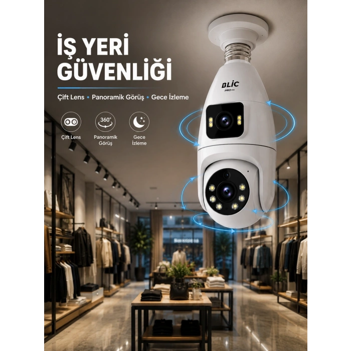 Hubrendy Kargo Wi-fi Çift Lens Ampul Kamera  Akıllı Ev Güvenliği