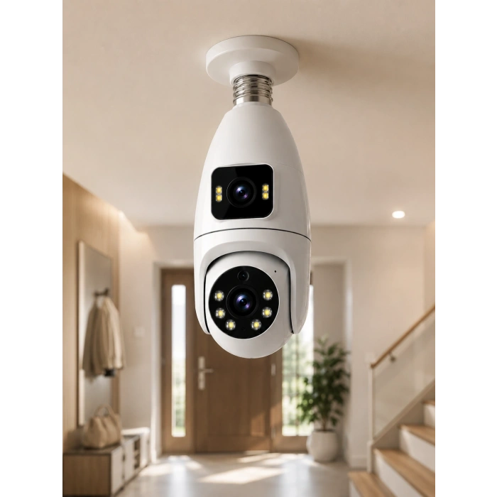 Hubrendy Kargo Wi-fi Çift Lens Ampul Kamera  Akıllı Ev Güvenliği