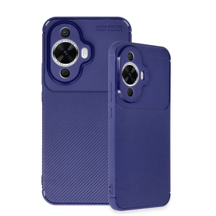 Hubrendy Bez Huawei Nova 12S Kılıf Auto Focus Karbon Kapak - Lacivert