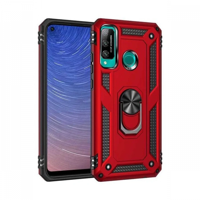 Hubrendy Bez Huawei P40 Lite E Kılıf Sofya Yüzüklü Silikon Kapak - Kırmızı