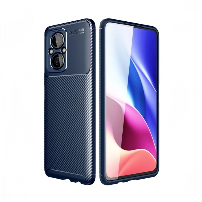 Hubrendy Bez Xiaomi Poco M5 Kılıf Auto Focus Karbon Kapak - Lacivert