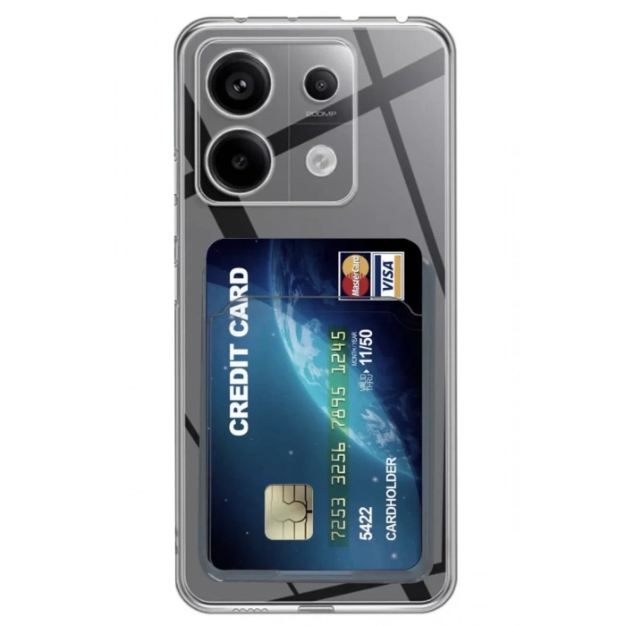 Hubrendy Bez Xiaomi Poco X6 Kılıf Kart Şeffaf Silikon - Şeffaf