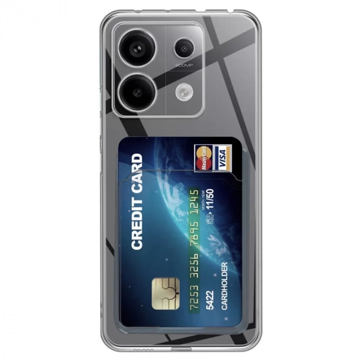 Hubrendy Bez Xiaomi Poco X6 Kılıf Kart Şeffaf Silikon - Şeffaf