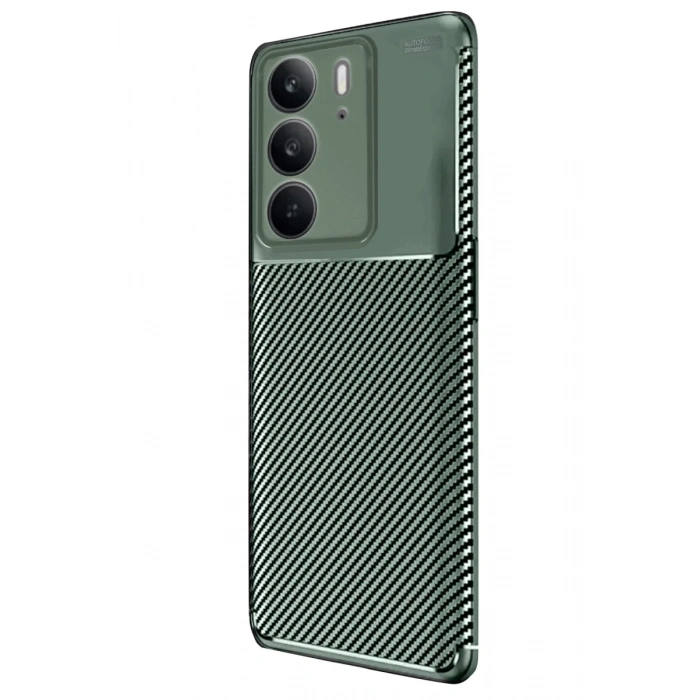 Hubrendy Bez Realme C75 4G Auto Focus Karbon Kapak - Koyu Yeşil
