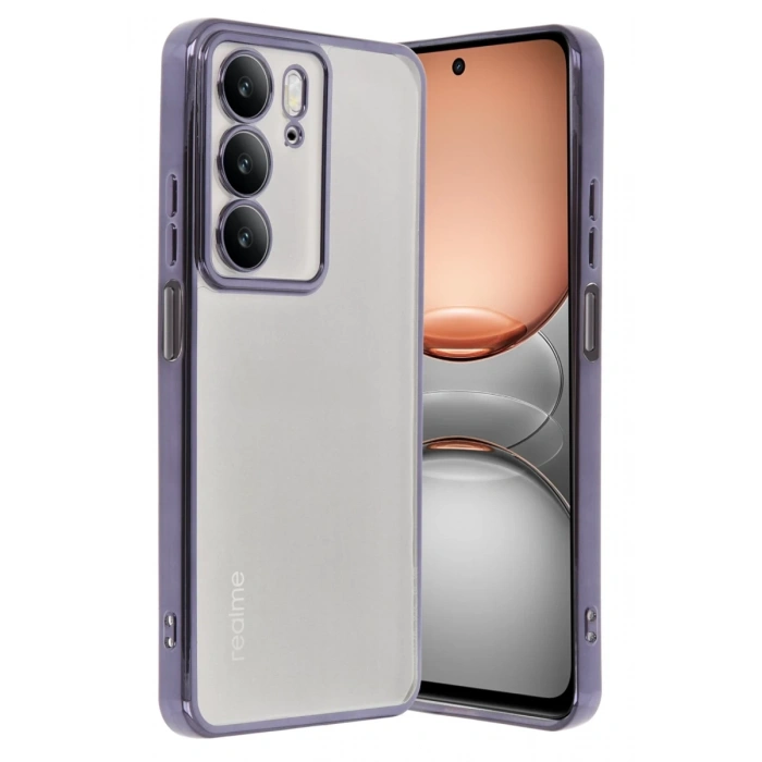 Hubrendy Bez Realme C75 4G Kılıf Lensli Silikon - Mor