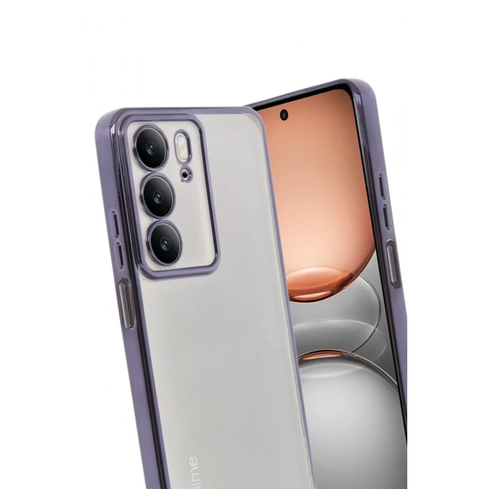 Hubrendy Bez Realme C75 4G Kılıf Lensli Silikon - Mor