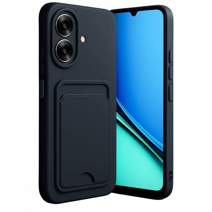 Hubrendy Bez Realme Note 60 Kelvin Kartvizitli Silikon - Siyah