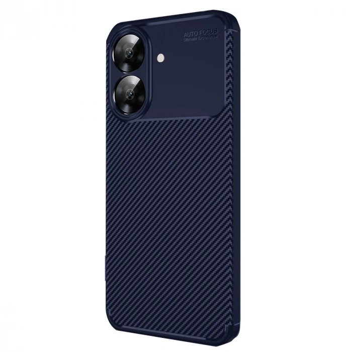 Hubrendy Bez Realme Note 60 Kılıf Auto Focus Karbon Kapak - Lacivert
