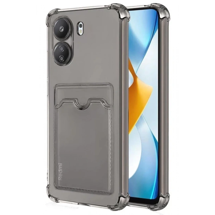 Hubrendy Bez Xiaomi Redmi 13C Kılıf Kart Şeffaf Silikon - Şeffaf