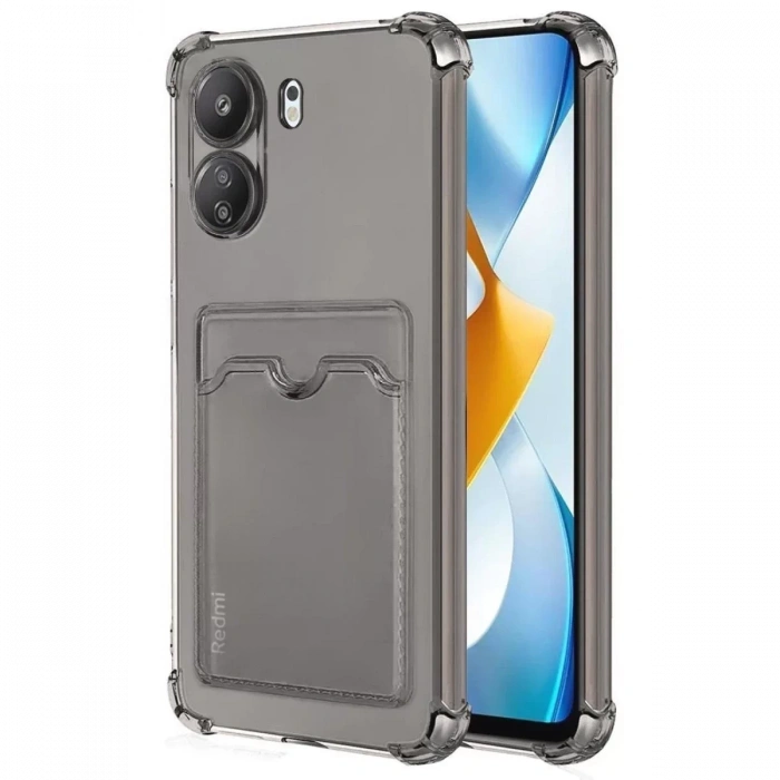 Hubrendy Bez Xiaomi Redmi 13C Kılıf Kart Şeffaf Silikon - Şeffaf