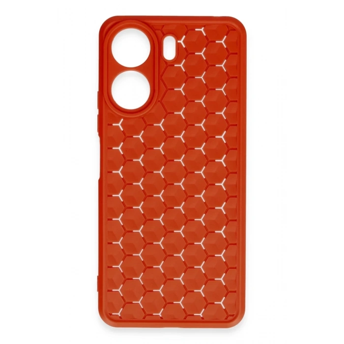 Hubrendy Bez Xiaomi Redmi 13C Kılıf Petek Silikon Kapak - Kırmızı