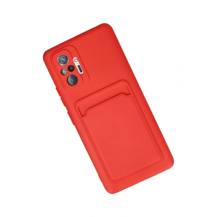 Hubrendy Bez Xiaomi Redmi Note 10 Pro Kılıf Kelvin Kartvizitli Silikon - Kırmızı