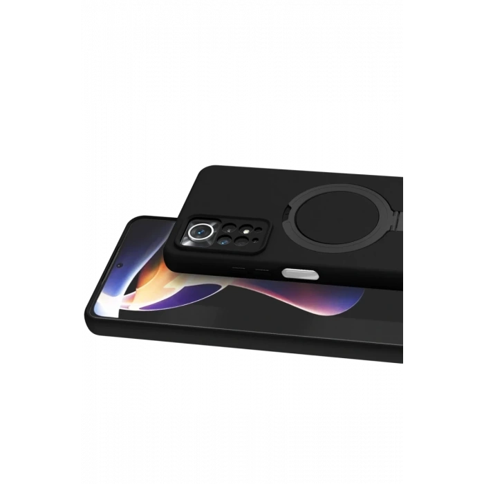 Hubrendy Bez Xiaomi Redmi Note 12 Pro 4G Regal Magsafe Standlı Kapak - Siyah