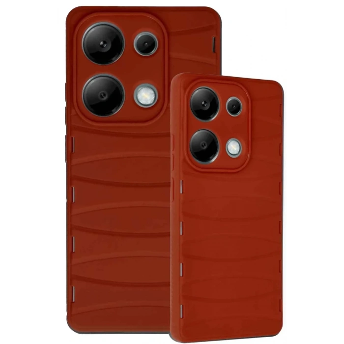 Hubrendy Bez Xiaomi Redmi Note 13 Pro 4G Kılıf Bibercas Silikon Kapak - Kırmızı