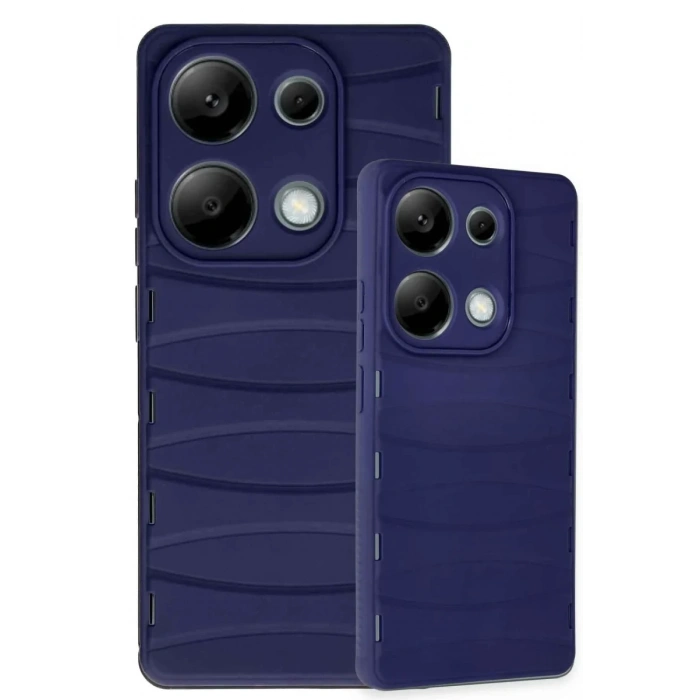 Hubrendy Bez Xiaomi Redmi Note 13 Pro 4G Kılıf Bibercas Silikon Kapak - Lacivert