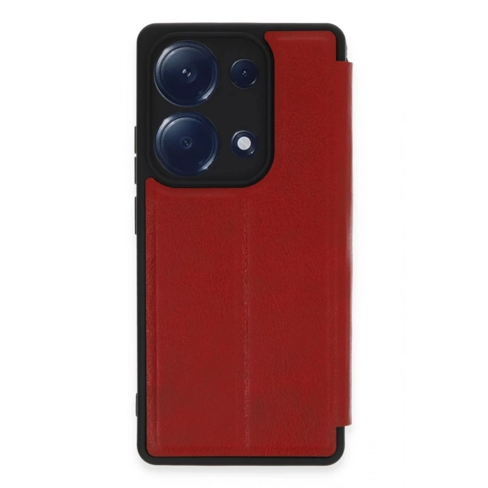 Hubrendy Bez Xiaomi Redmi Note 13 Pro 4G Kılıf Flip Cover - Kırmızı