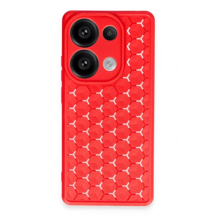 Hubrendy Bez Xiaomi Redmi Note 13 Pro 4G Kılıf Petek Silikon Kapak - Kırmızı