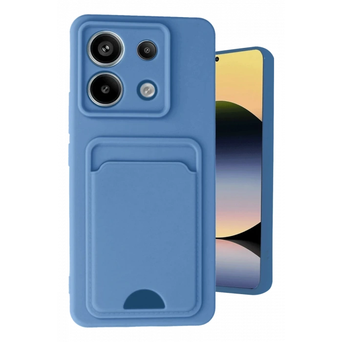 Hubrendy Bez Xiaomi Redmi Note 13 Pro 5G Kılıf Kelvin Kartvizitli Silikon - Mavi
