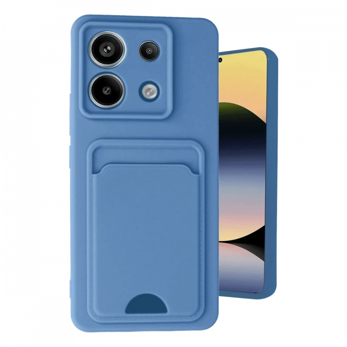 Hubrendy Bez Xiaomi Redmi Note 13 Pro 5G Kılıf Kelvin Kartvizitli Silikon - Mavi