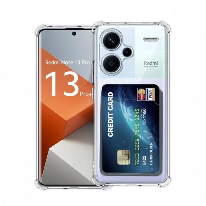 Hubrendy Bez Xiaomi Redmi Note 13 Pro Plus Kılıf Kart Şeffaf Silikon - Şeffaf