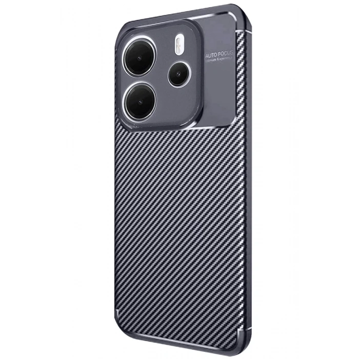 Hubrendy Bez Xiaomi Redmi Note 14 4G Kılıf Auto Focus Karbon Kapak - Lacivert
