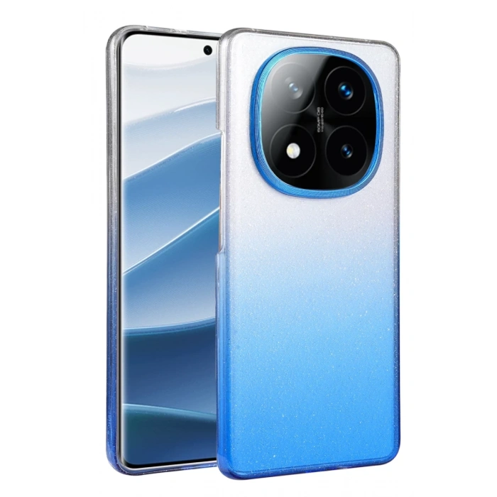 Hubrendy Bez Xiaomi Redmi Note 14 Pro 5G Glossy Kapak - Mavi