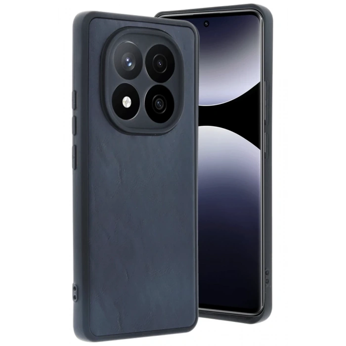 Hubrendy Bez Xiaomi Redmi Note 14 Pro 5G Kılıf Aras Deri Kapak - Lacivert