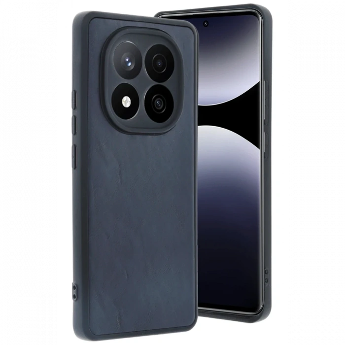 Hubrendy Bez Xiaomi Redmi Note 14 Pro 5G Kılıf Aras Deri Kapak - Lacivert