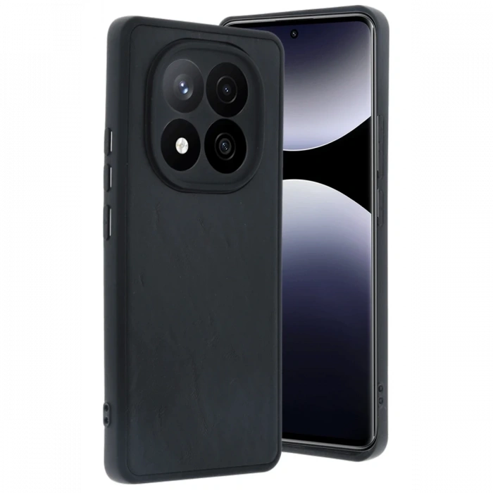 Hubrendy Bez Xiaomi Redmi Note 14 Pro 5G Kılıf Aras Deri Kapak - Siyah