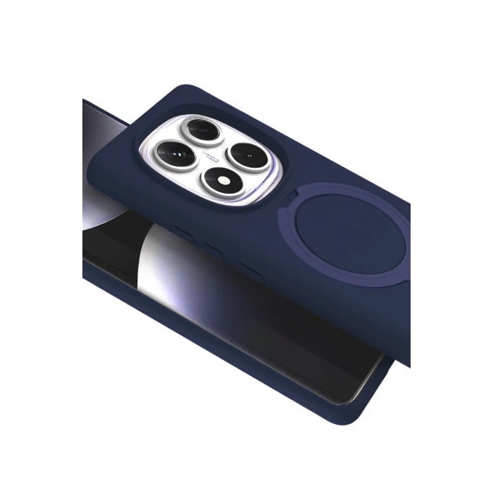 Hubrendy Bez Xiaomi Redmi Note 14 Pro 5G Regal Magsafe Standlı Kapak - Lacivert