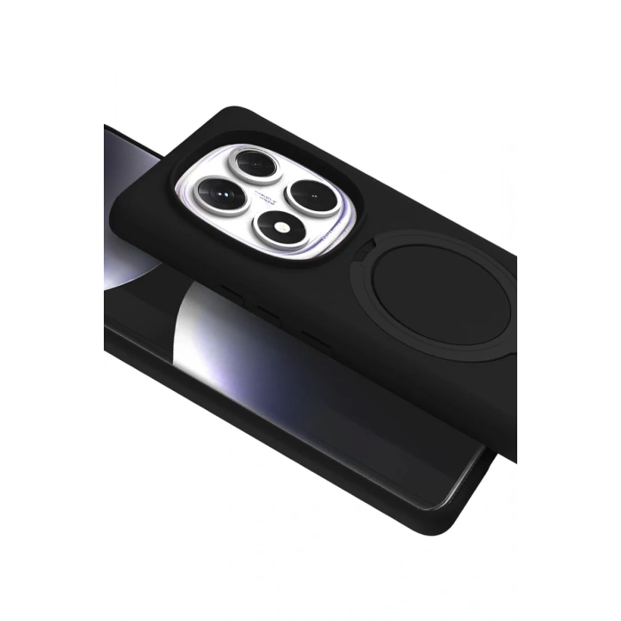 Hubrendy Bez Xiaomi Redmi Note 14 Pro 5G Regal Magsafe Standlı Kapak - Siyah
