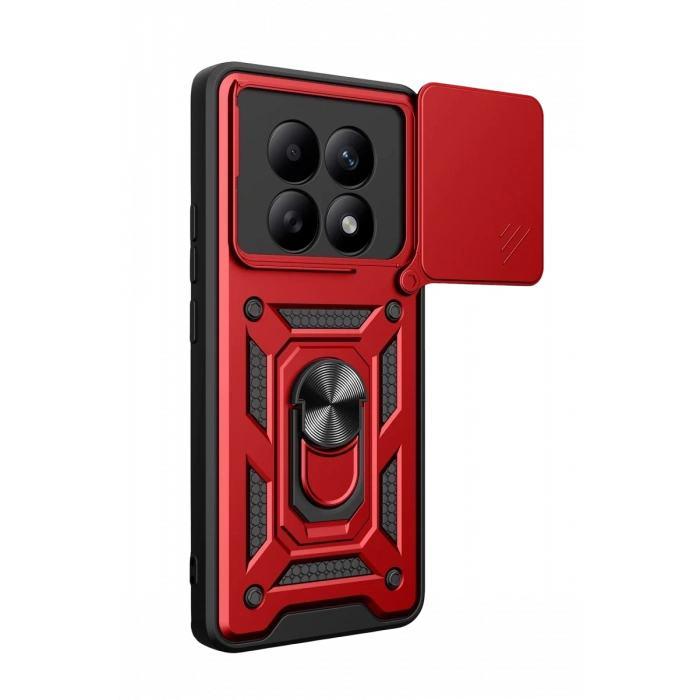 Hubrendy Bez Xiaomi Redmi Note 15 4G Pars Lens Yüzüklü Silikon - Kırmızı