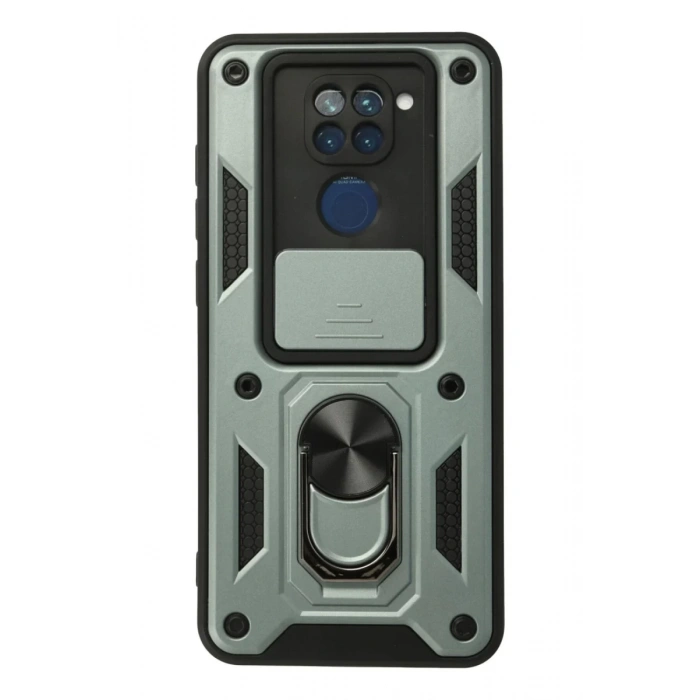 Hubrendy Bez Xiaomi Redmi Note 9 Kılıf Pars Lens Yüzüklü Silikon - Yeşil