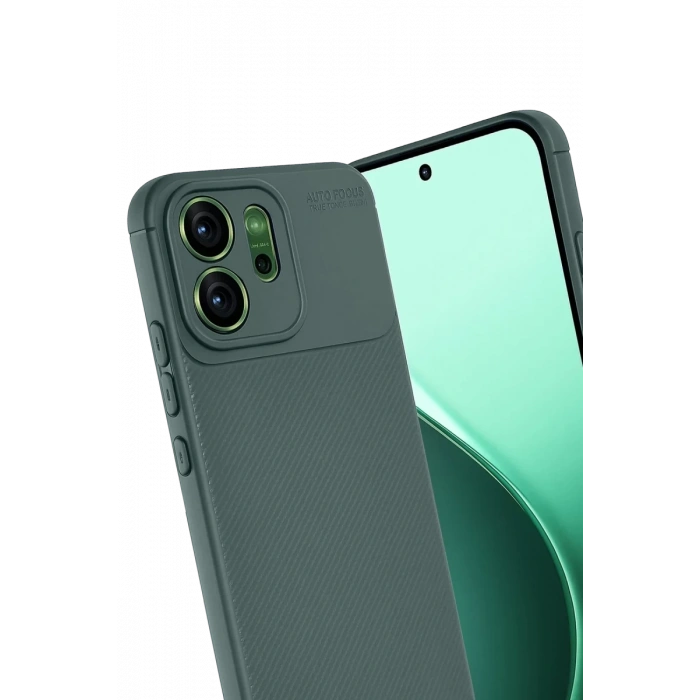 Hubrendy Bez Oppo Reno 14F Auto Focus Karbon Kapak - Koyu Yeşil