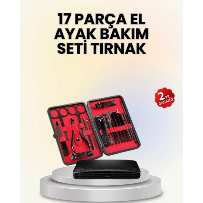Hubrendy SH 17 Parçalık Deri Kaplamalı Manikür Seti