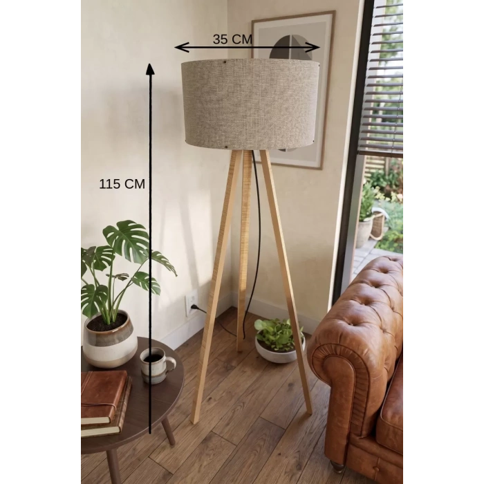 Hubrendy SH 3 Ayaklı Tripod Lambader Vizon Kumaş Başlık