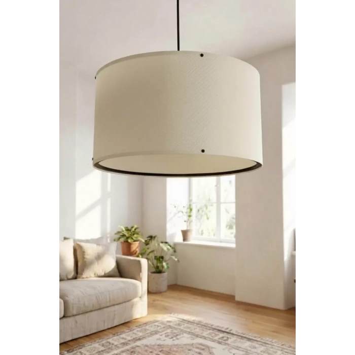 Hubrendy SH Bej Kumaş Başlıklı Sarkıt Avize 35 Cm