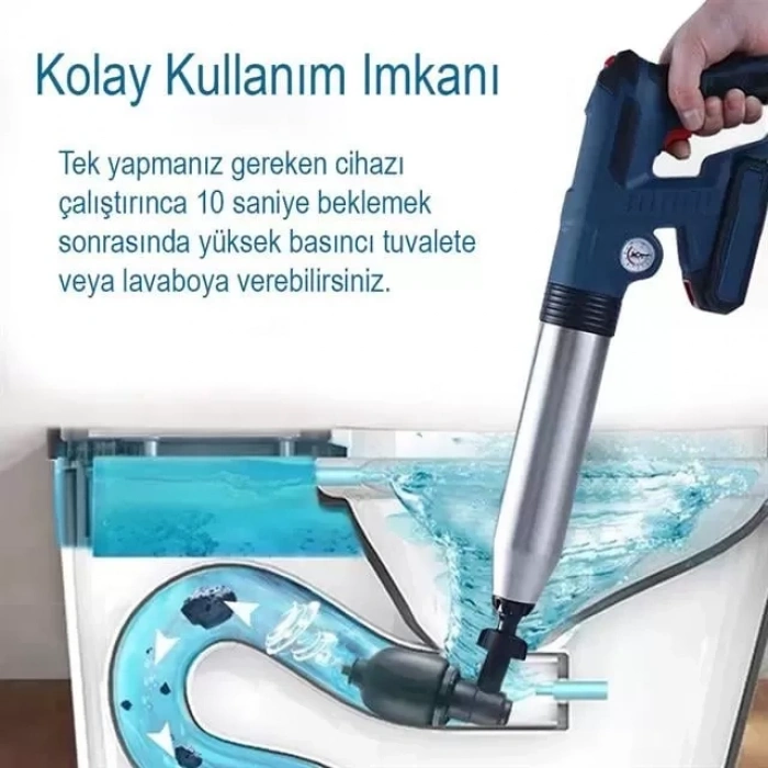 Hubrendy SH Elektromer El-26077 Şarjlı Yüksek Basınçlı Tuvalet Pistonu Pompası