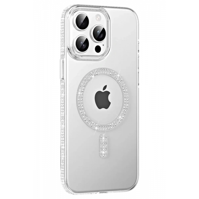 Hubrendy SH Joko Apple İphone 14 Pro Max Move Taşlı Magsafe Kapak - Gümüş