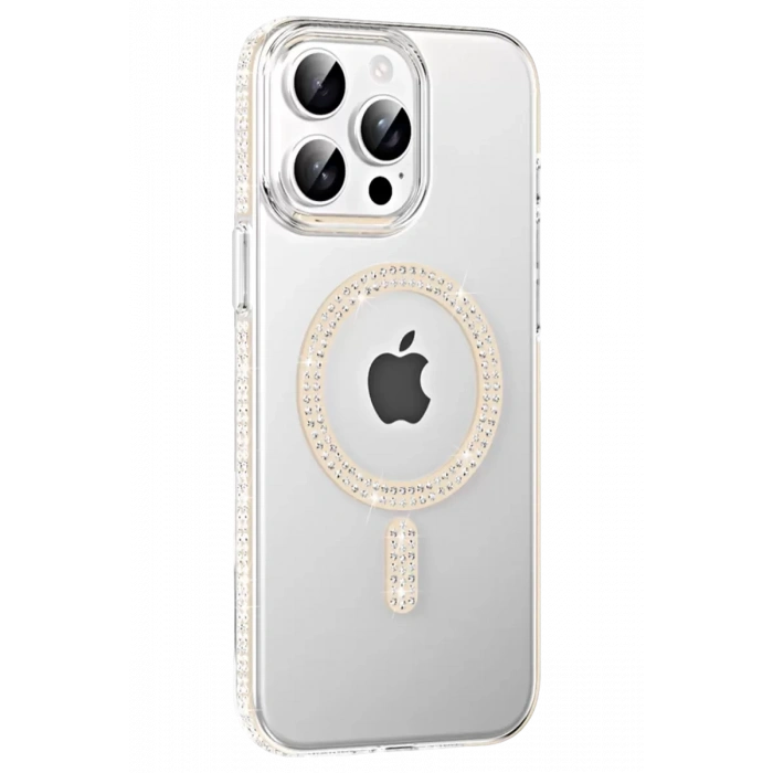 Hubrendy SH Joko Apple İphone 14 Pro Max Move Taşlı Magsafe Kapak - Pembe