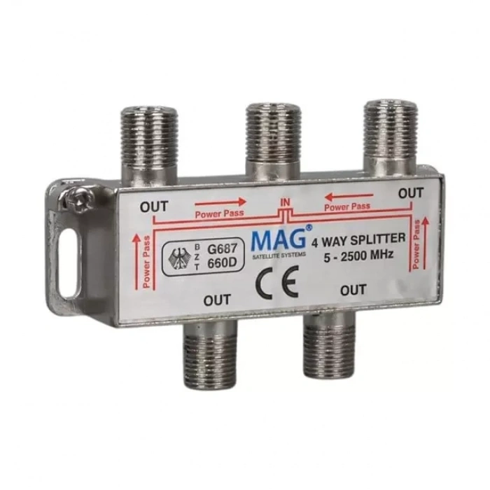 Hubrendy SH Mag 5-2500 Mhz 1/4 Splitter