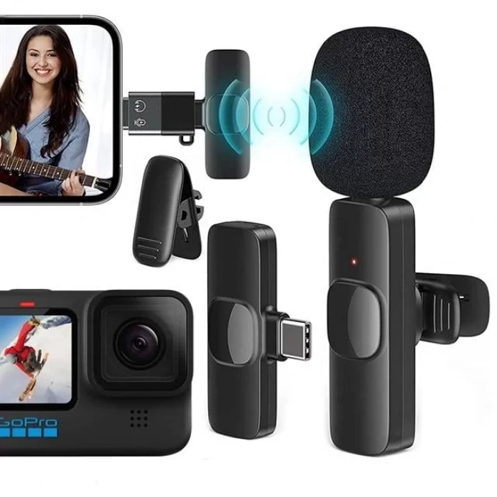 Hubrendy SH Magicvoice K8 Kablosuz Type-c Vlogger Yaka Mikrofonu (android, Gopro, Osmo Action, İphone, İpad)